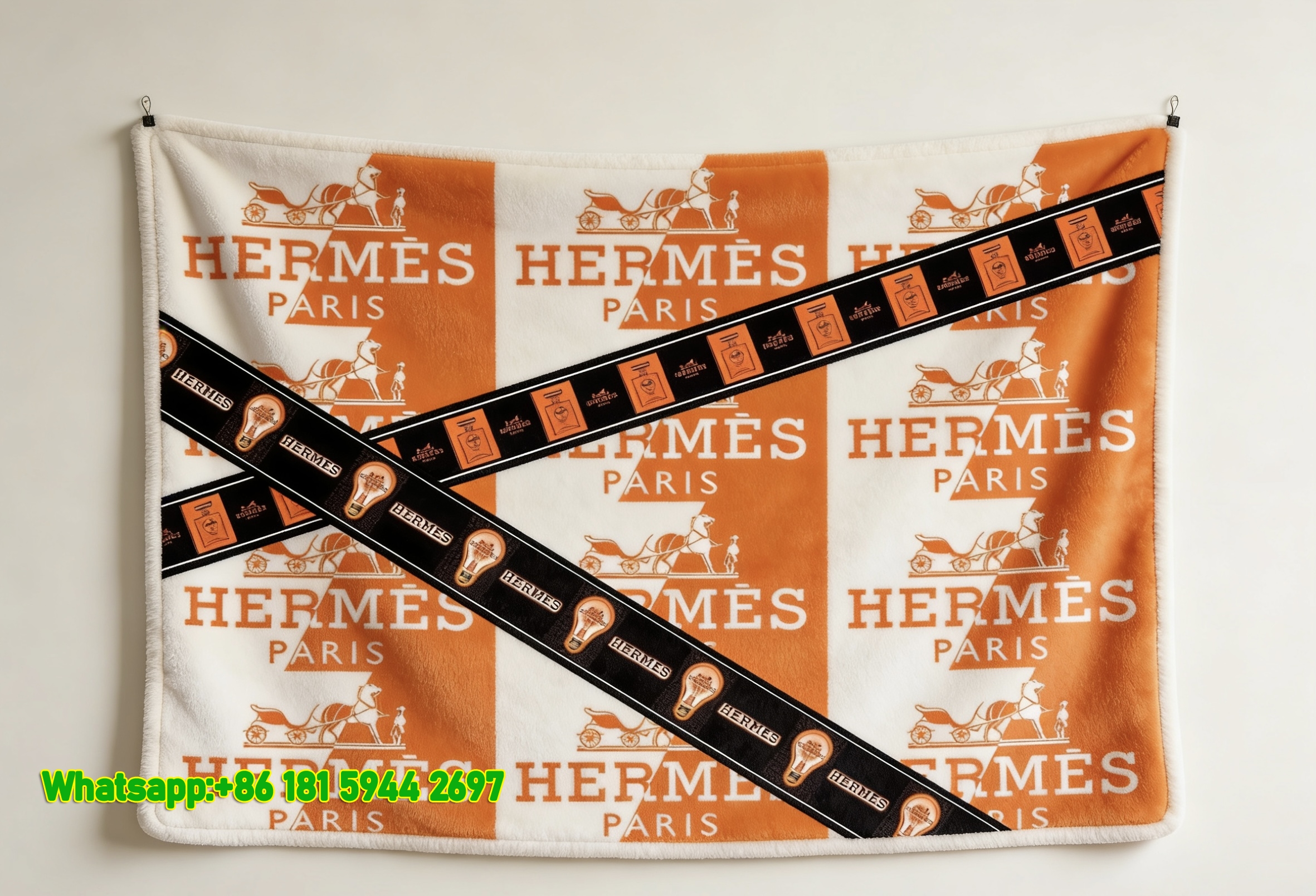 Luxury Hermès Pattern Flannel Throw Blanket IMG_5116